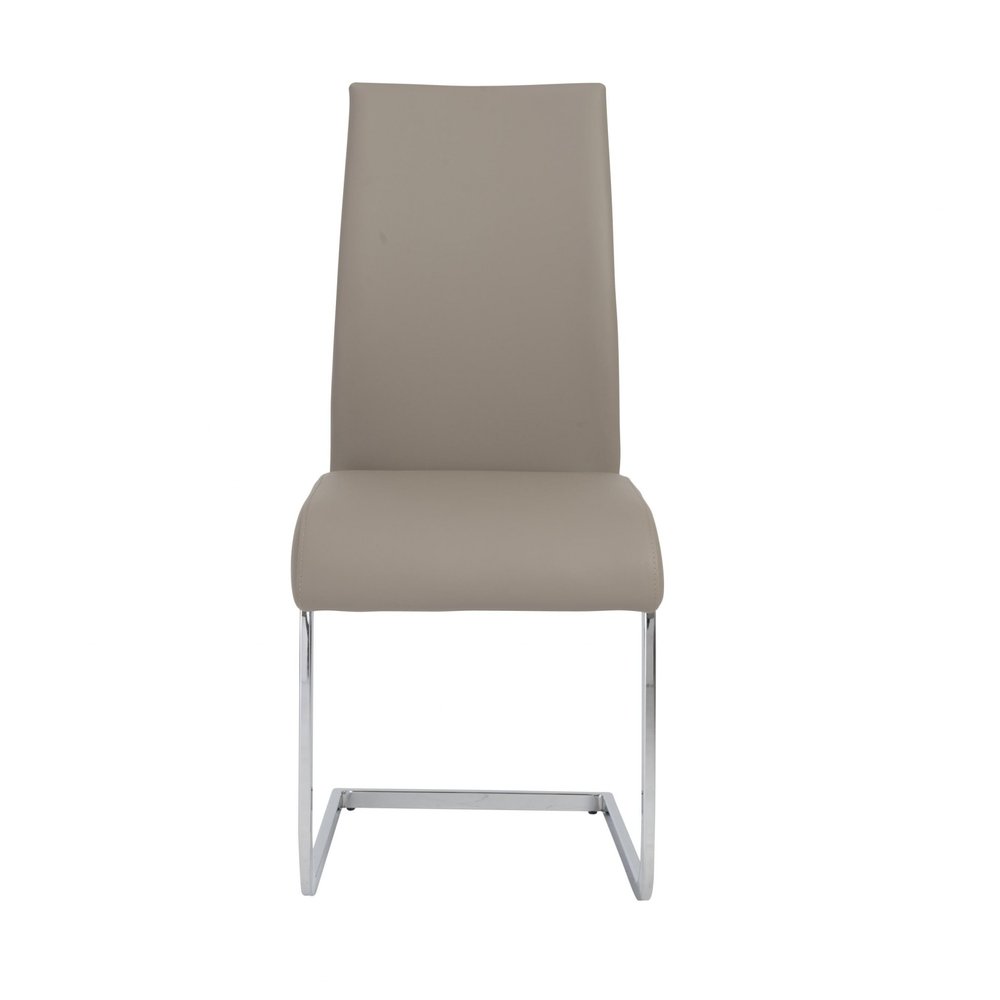 Set of Four Gray and Silver Upholstered Leather Dining Side Chairs