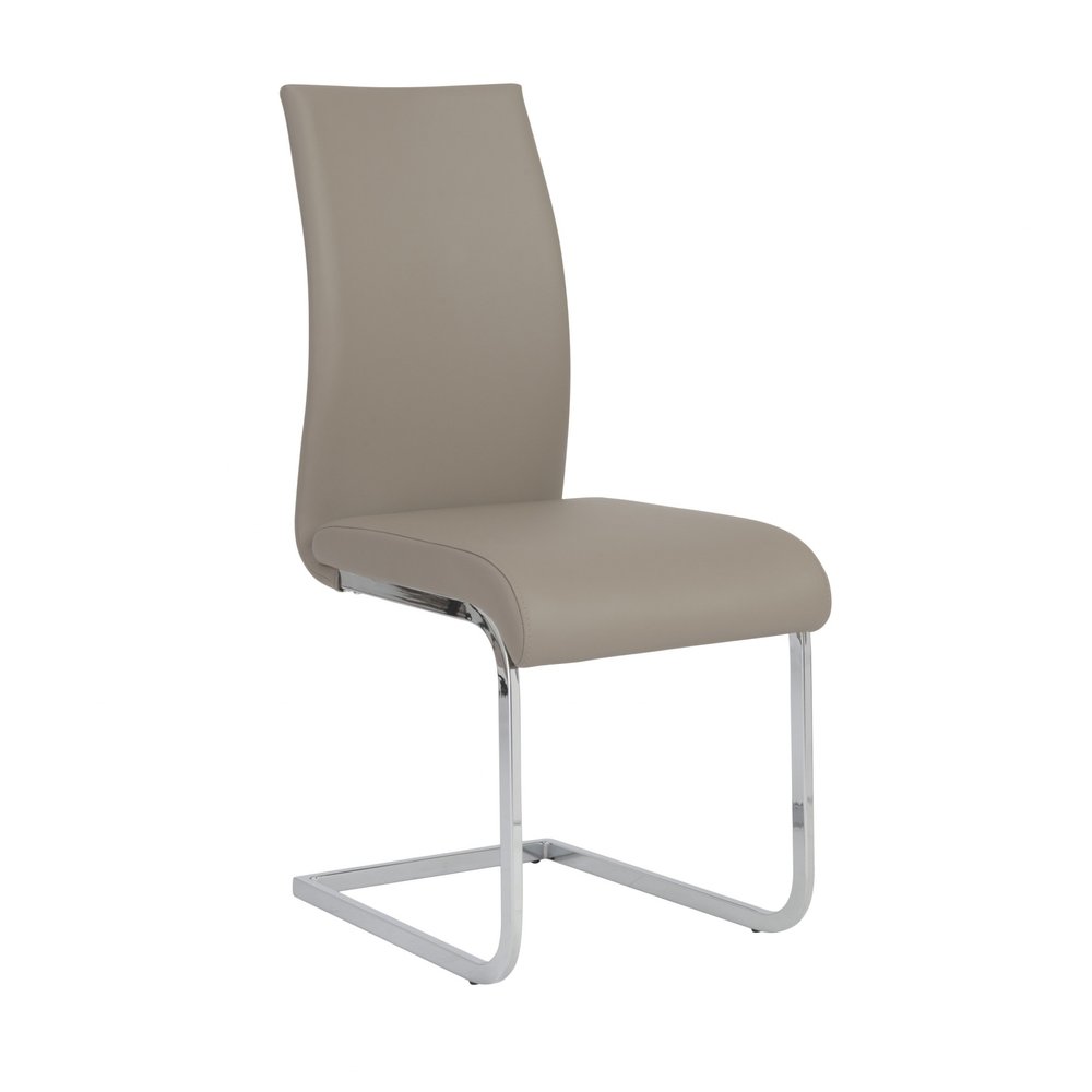 Set of Four Gray and Silver Upholstered Leather Dining Side Chairs