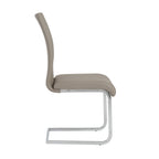 Set of Four Gray and Silver Upholstered Leather Dining Side Chairs