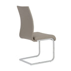 Set of Four Gray and Silver Upholstered Leather Dining Side Chairs