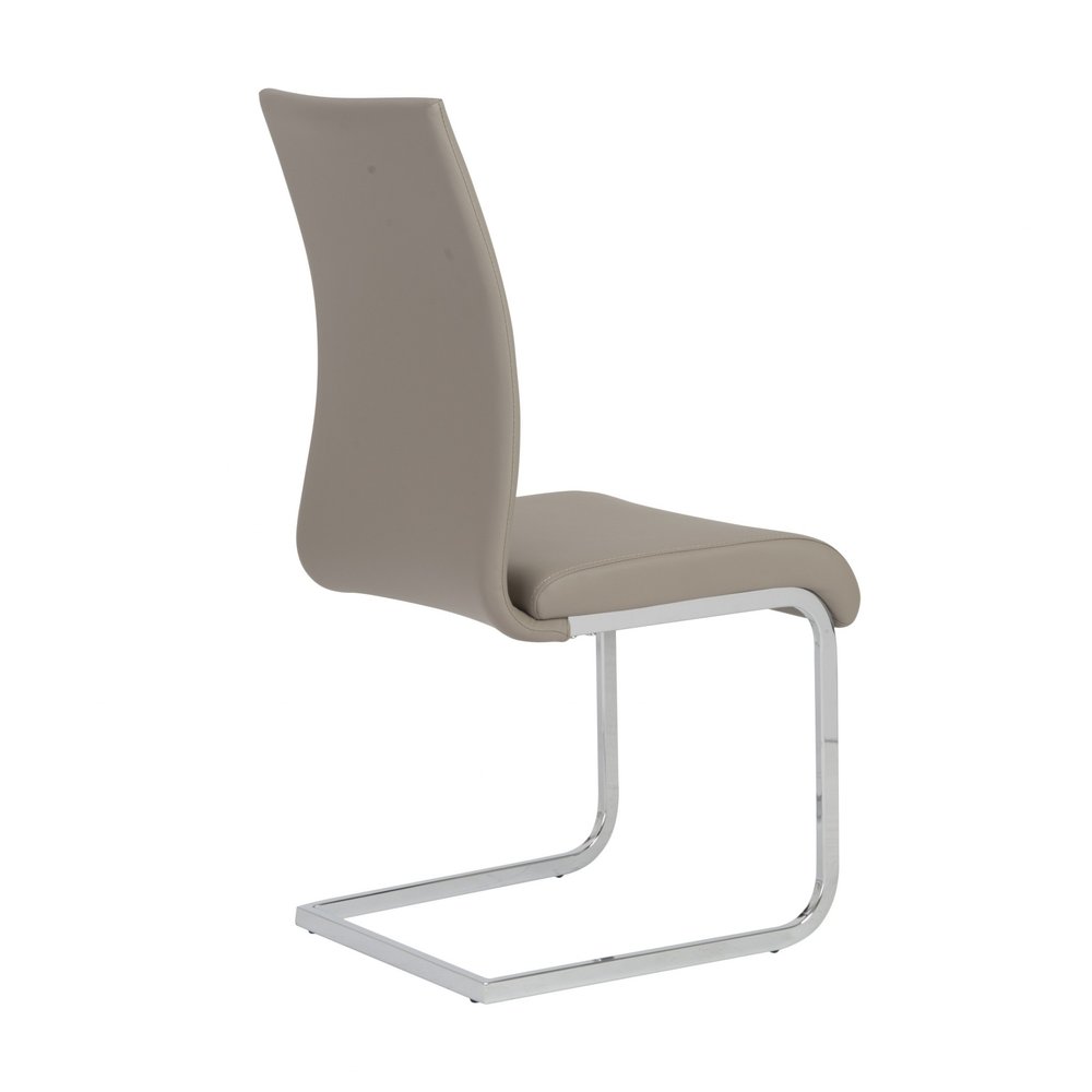 Set of Four Gray and Silver Upholstered Leather Dining Side Chairs