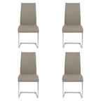 Set of Four Gray and Silver Upholstered Leather Dining Side Chairs
