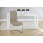 Set of Four Gray and Silver Upholstered Leather Dining Side Chairs