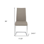 Set of Four Gray and Silver Upholstered Leather Dining Side Chairs