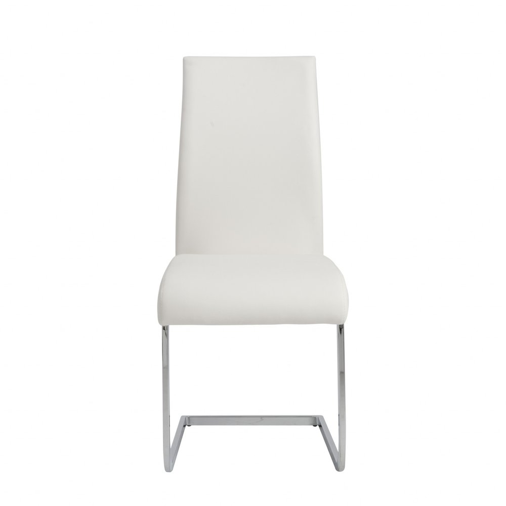 Set of Four Gray and Silver Upholstered Leather Dining Side Chairs