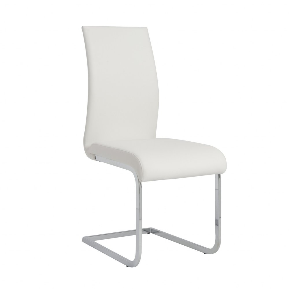 Set of Four Gray and Silver Upholstered Leather Dining Side Chairs