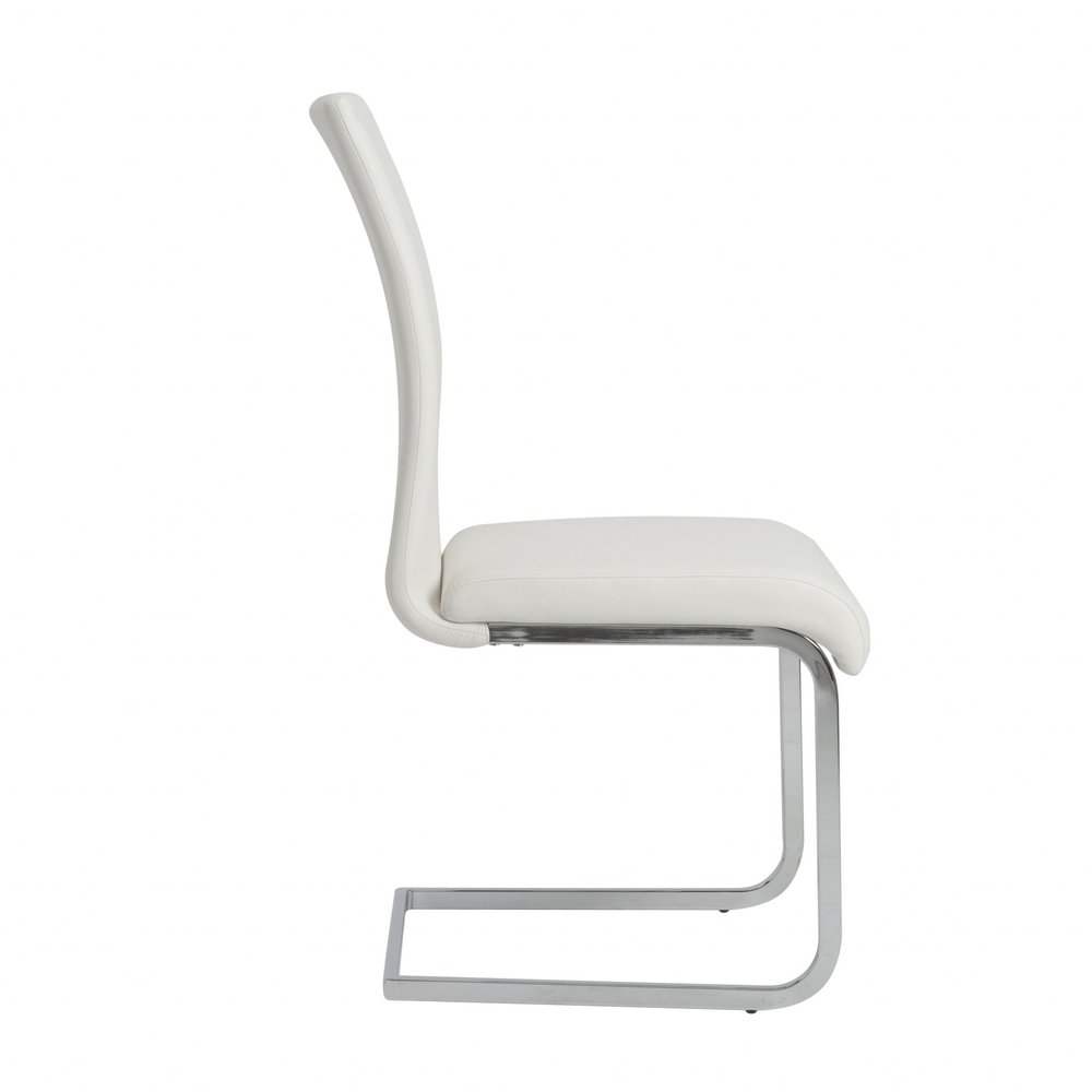 Set of Four Gray and Silver Upholstered Leather Dining Side Chairs