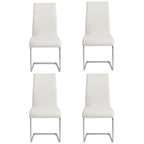 Set of Four Gray and Silver Upholstered Leather Dining Side Chairs