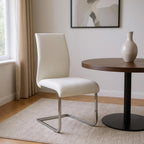 Set of Four Gray and Silver Upholstered Leather Dining Side Chairs