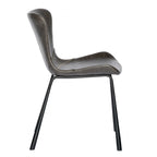 Set of Two Gray and Silver Upholstered Leather Dining Side Chairs