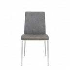 Set of Two Light Gray And Silver Upholstered Fabric Dining Side Chairs