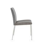 Set of Two Light Gray And Silver Upholstered Fabric Dining Side Chairs