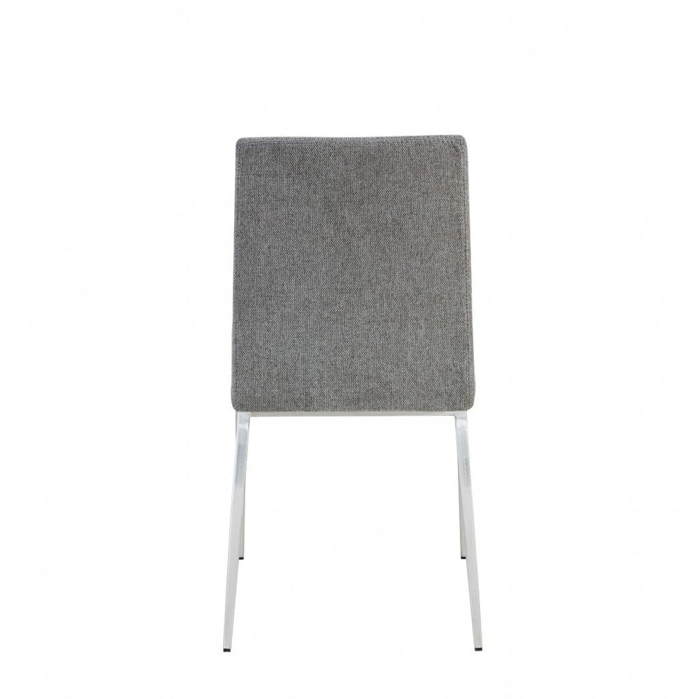 Set of Two Light Gray And Silver Upholstered Fabric Dining Side Chairs
