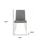 Set of Two Light Gray And Silver Upholstered Fabric Dining Side Chairs