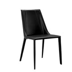 Black Upholstered Leather Dining Side Chair