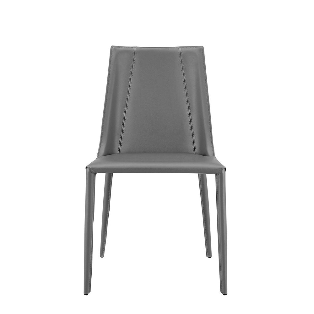 Black Upholstered Leather Dining Side Chair