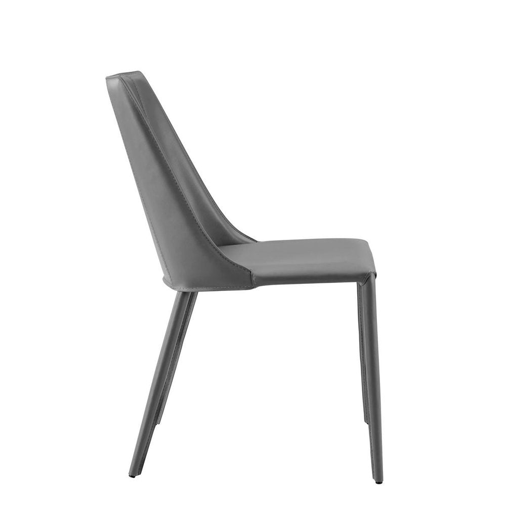 Black Upholstered Leather Dining Side Chair