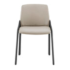 Set of Two Gray and Black Upholstered Leather Dining Side Chairs