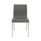 Set of Two Gray And Silver Upholstered Leather Dining Side Chairs