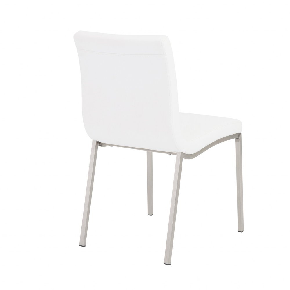 Set of Two Gray And Silver Upholstered Leather Dining Side Chairs