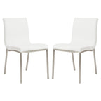 Set of Two Gray And Silver Upholstered Leather Dining Side Chairs