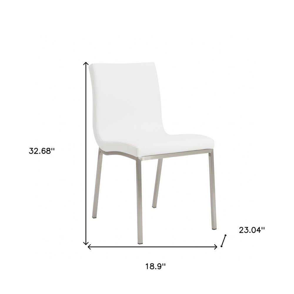 Set of Two Gray And Silver Upholstered Leather Dining Side Chairs