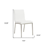 Set of Two Gray And Silver Upholstered Leather Dining Side Chairs