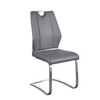 Set of Two Black and Silver Upholstered Leather Dining Side Chairs