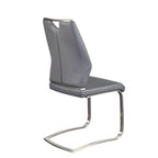 Set of Two Black and Silver Upholstered Leather Dining Side Chairs