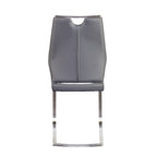Set of Two Black and Silver Upholstered Leather Dining Side Chairs