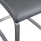 Set of Two Black and Silver Upholstered Leather Dining Side Chairs