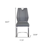 Set of Two Black and Silver Upholstered Leather Dining Side Chairs