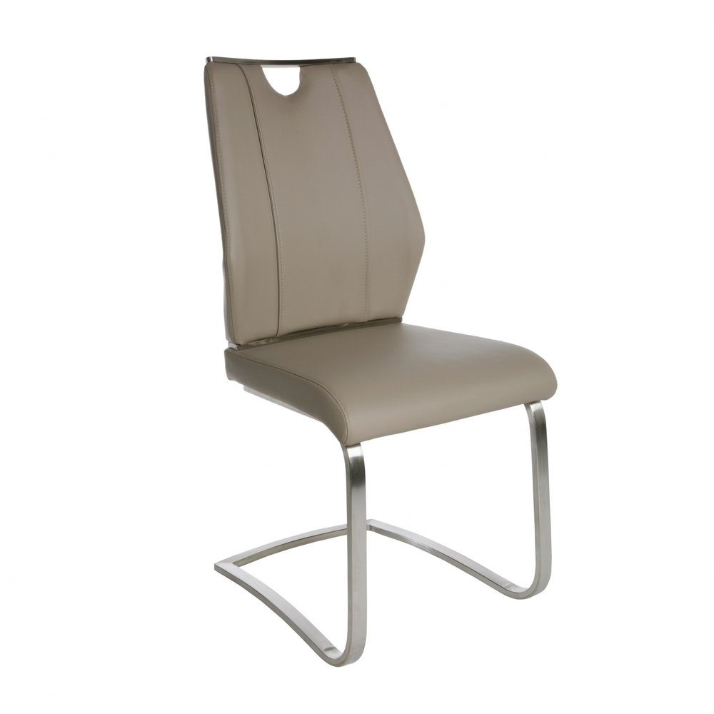 Set of Two Black and Silver Upholstered Leather Dining Side Chairs
