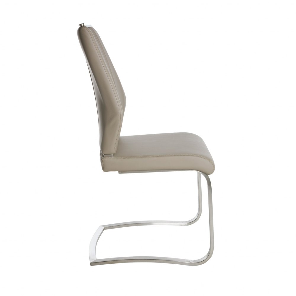 Set of Two Black and Silver Upholstered Leather Dining Side Chairs