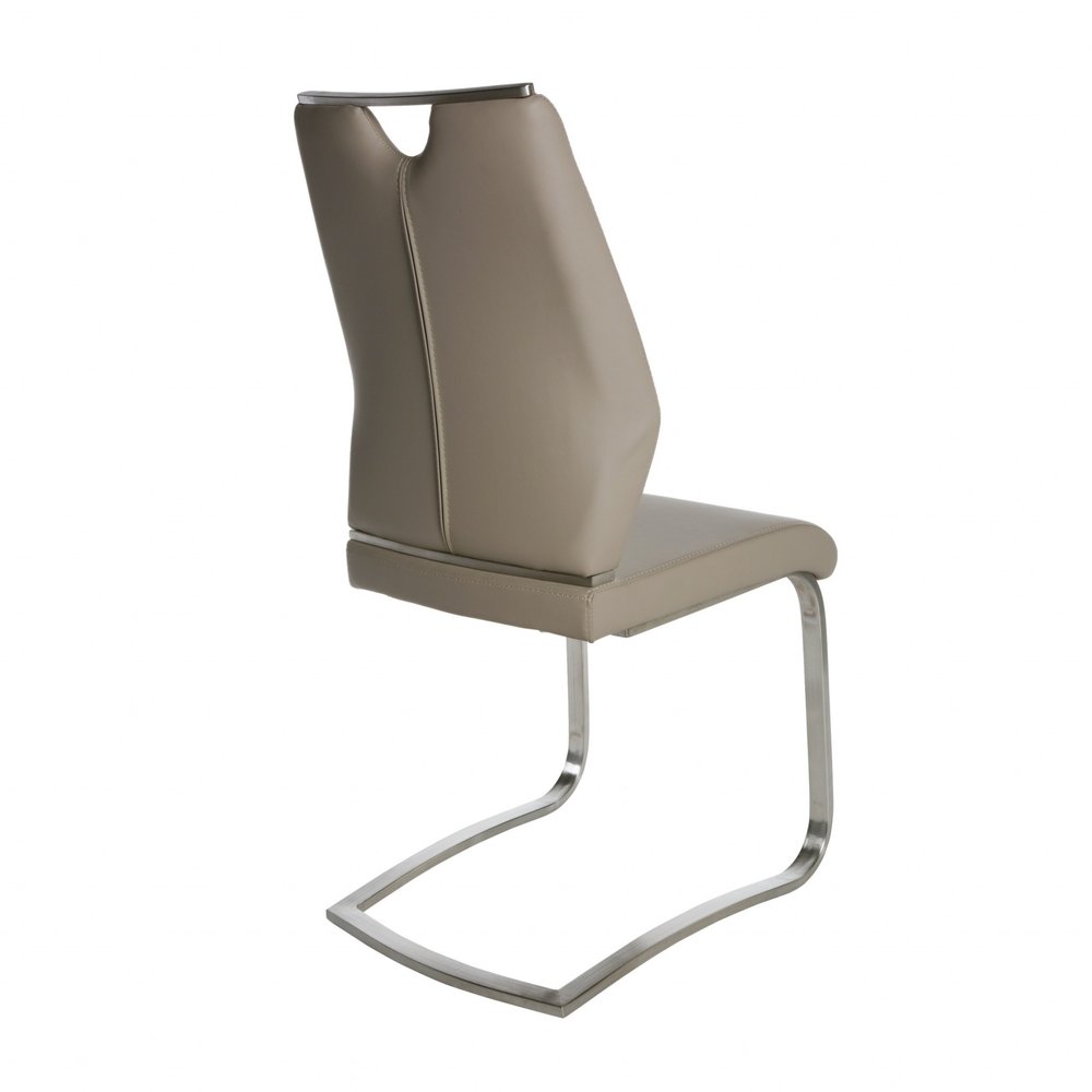 Set of Two Black and Silver Upholstered Leather Dining Side Chairs