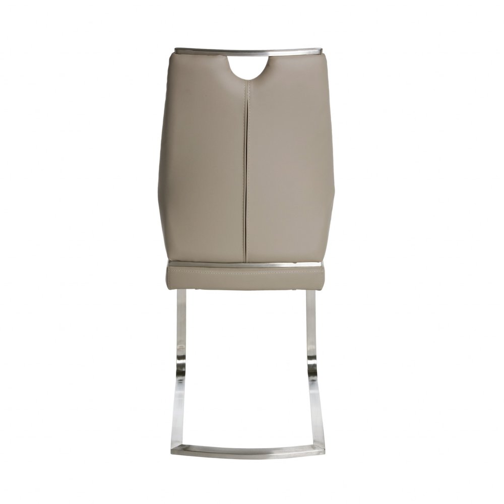 Set of Two Black and Silver Upholstered Leather Dining Side Chairs