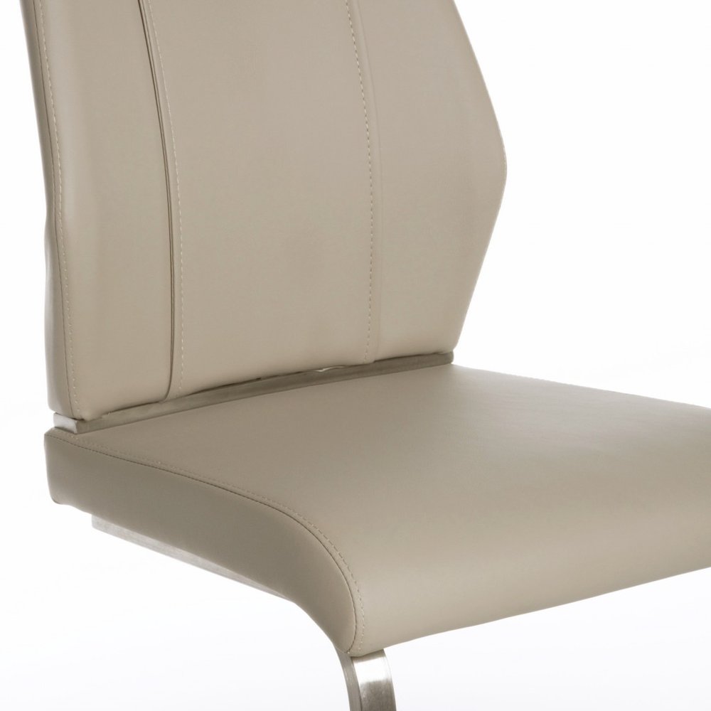 Set of Two Black and Silver Upholstered Leather Dining Side Chairs