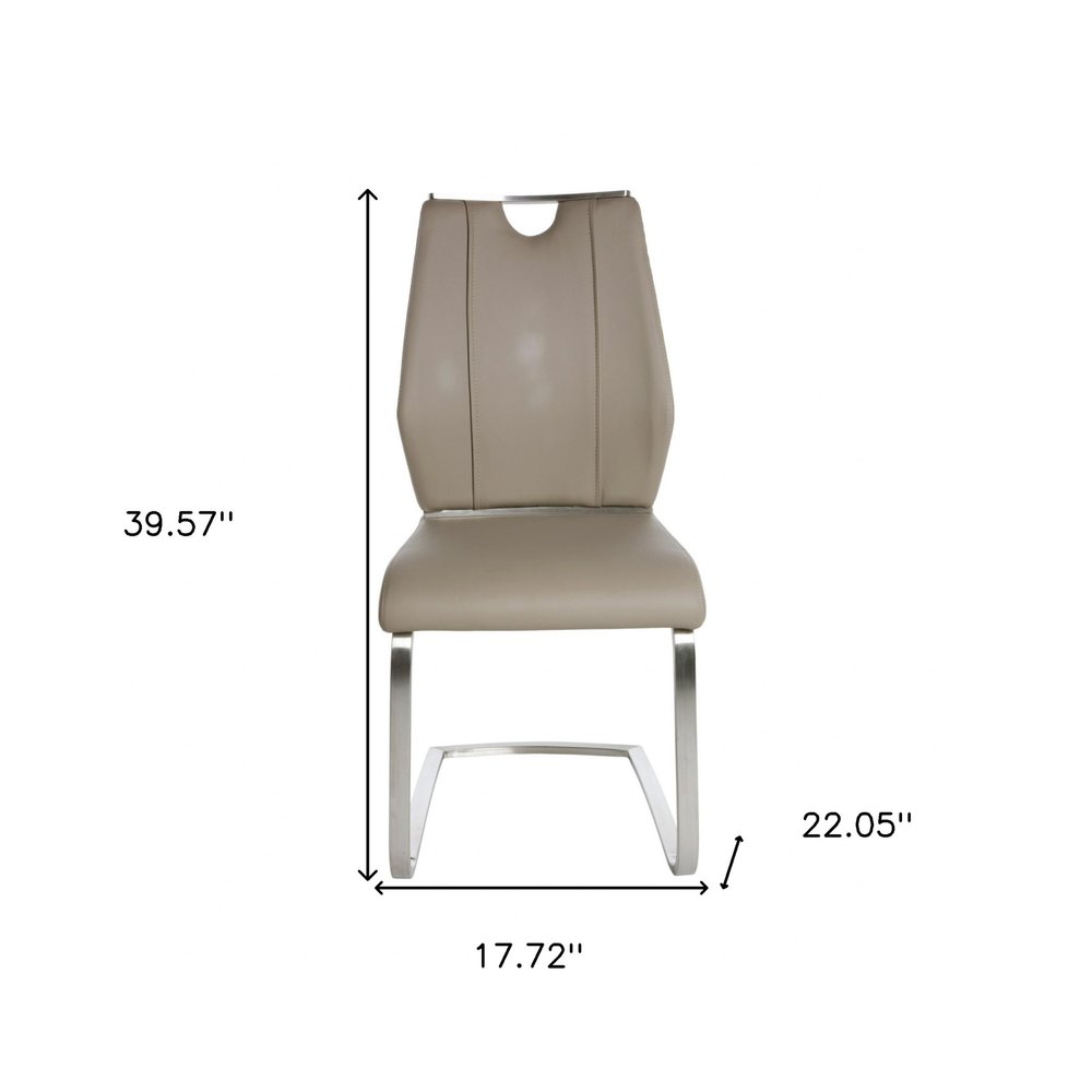 Set of Two Black and Silver Upholstered Leather Dining Side Chairs