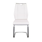 Set of Two Black and Silver Upholstered Leather Dining Side Chairs