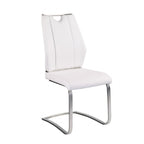 Set of Two Black and Silver Upholstered Leather Dining Side Chairs