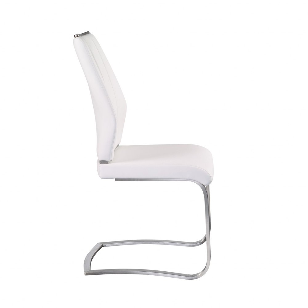 Set of Two Black and Silver Upholstered Leather Dining Side Chairs