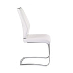 Set of Two Black and Silver Upholstered Leather Dining Side Chairs