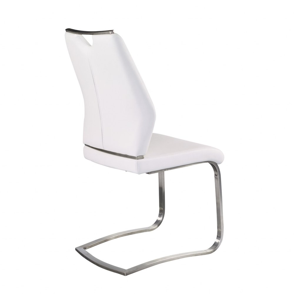 Set of Two Black and Silver Upholstered Leather Dining Side Chairs