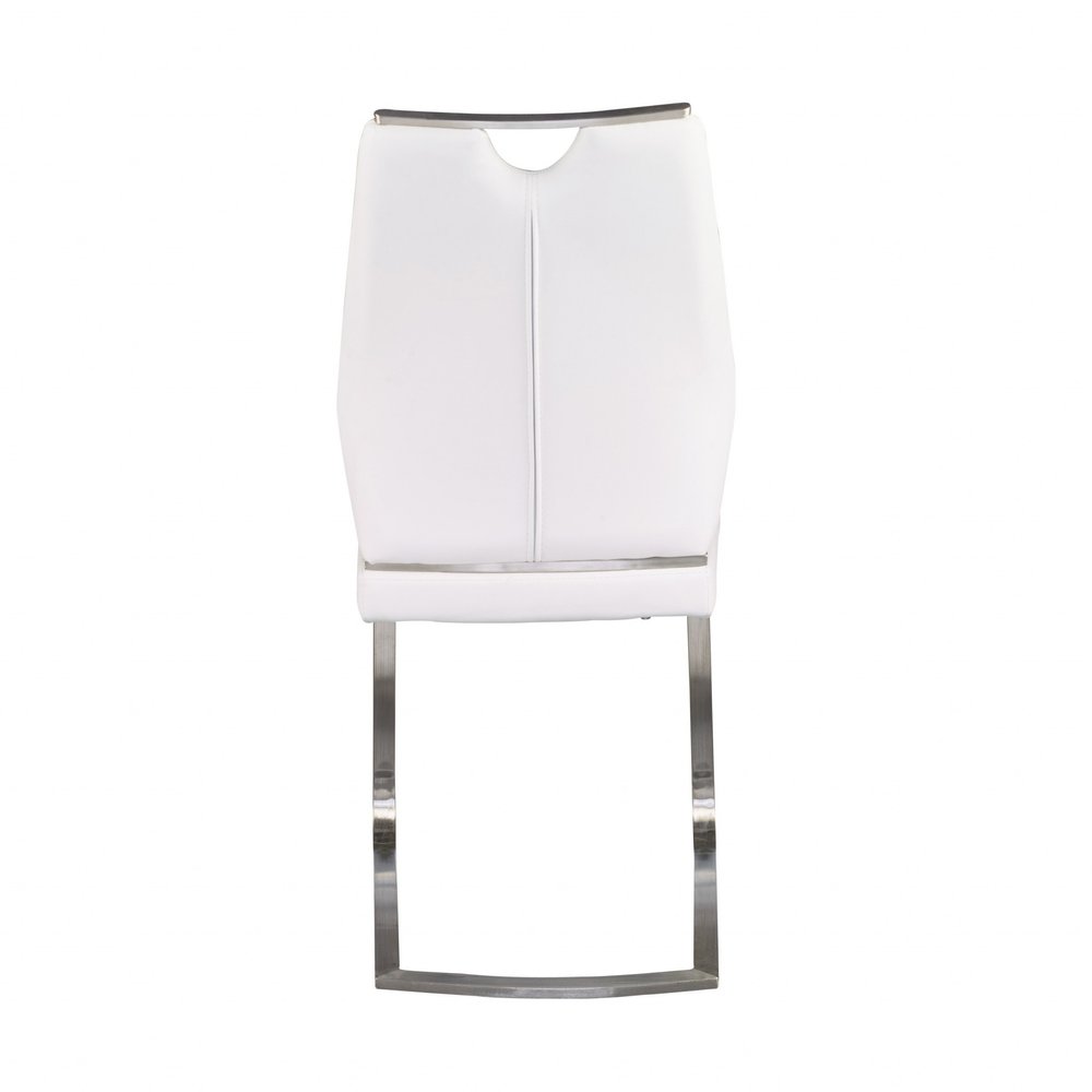 Set of Two Black and Silver Upholstered Leather Dining Side Chairs