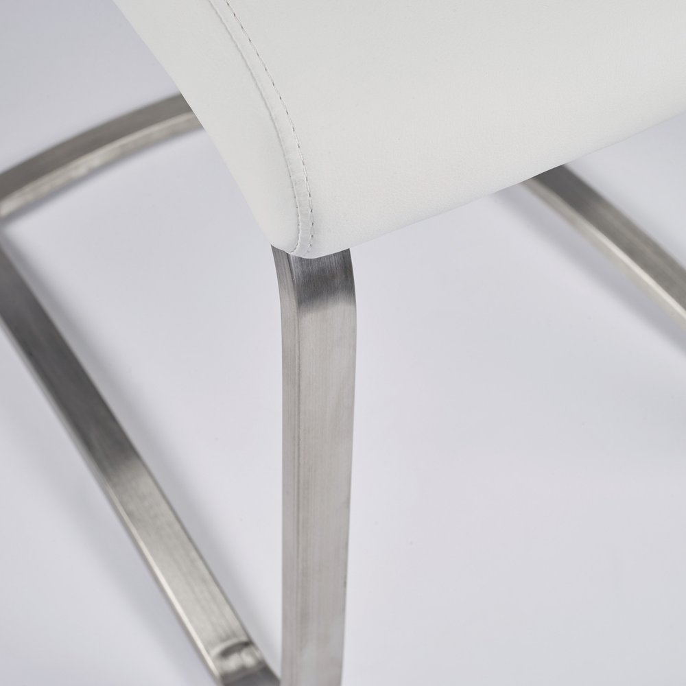 Set of Two Black and Silver Upholstered Leather Dining Side Chairs