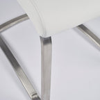 Set of Two Black and Silver Upholstered Leather Dining Side Chairs