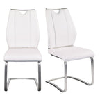 Set of Two Black and Silver Upholstered Leather Dining Side Chairs