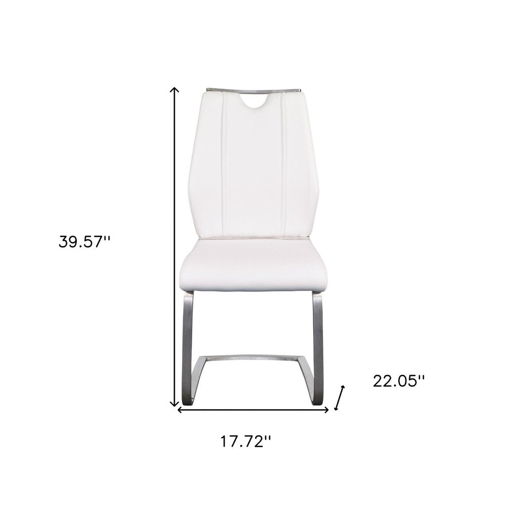 Set of Two Black and Silver Upholstered Leather Dining Side Chairs