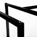 24" Clear And Black Rounded Glass And Metal Trestle Base Dining Table