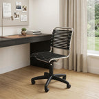 Black and Silver Adjustable Swivel Bungee Rolling Office Chair